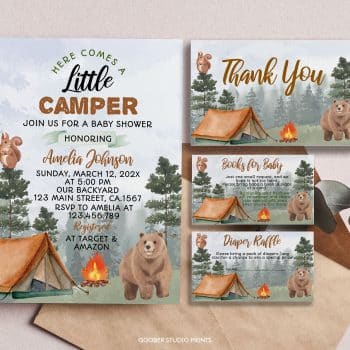 Camping Baby Shower Invitation Set