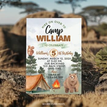 Camping Birthday Party Invitation