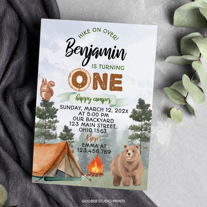 Camping 1st Birthday Party Invitation - Image 3
