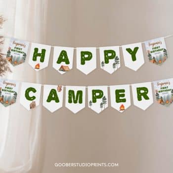 Camping Birthday Party Banner