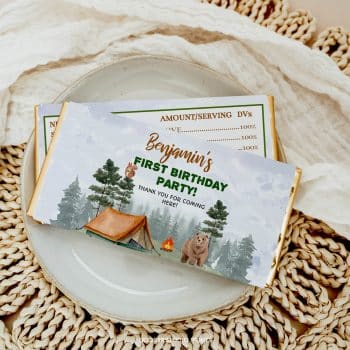 Camping Birthday Party Chocolate Bar Wrappers