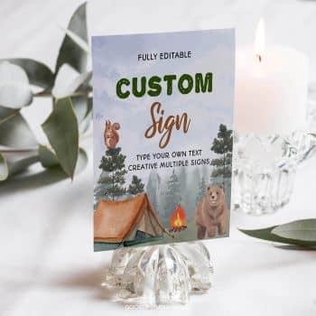 Camping Birthday Party Custom Sign
