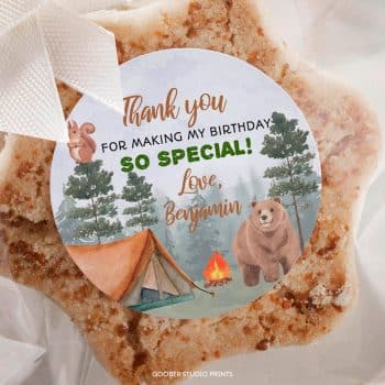 Camping Birthday Party Thank You Favor Tag