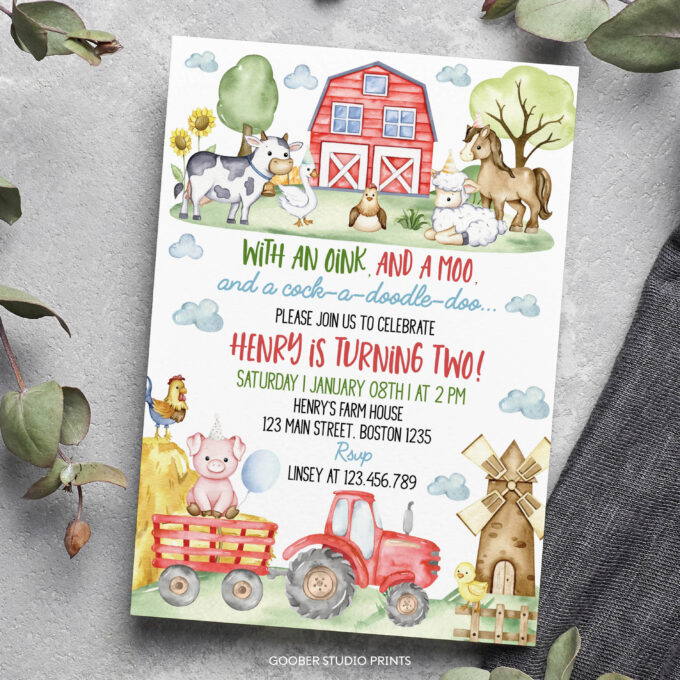 Farm Animals Birthday Party Invitation - Image 4