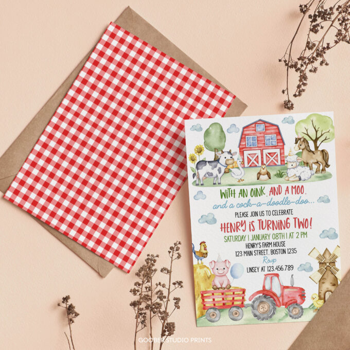 Farm Animals Birthday Party Invitation - Image 9