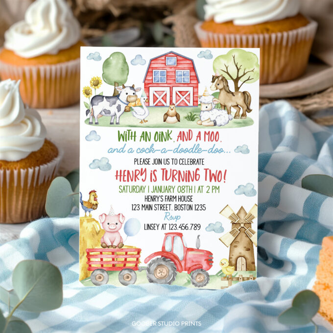 Farm Animals Birthday Party Invitation - Image 2