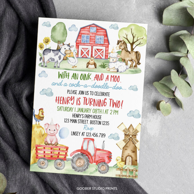 Farm Animals Birthday Party Invitation - Image 7