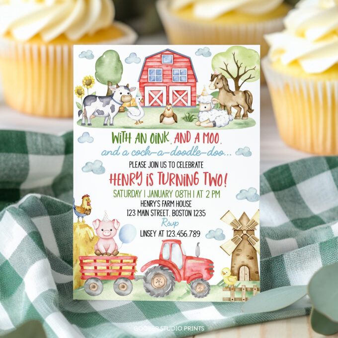 Farm Animals Birthday Party Invitation