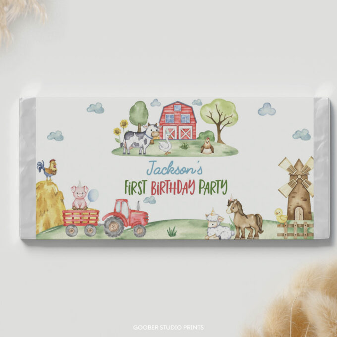 Farm Birthday Party Chocolate Bar Wrappers - Image 3