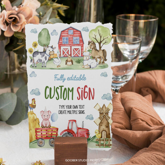 Farm Birthday Party Custom Table Sign - Image 3