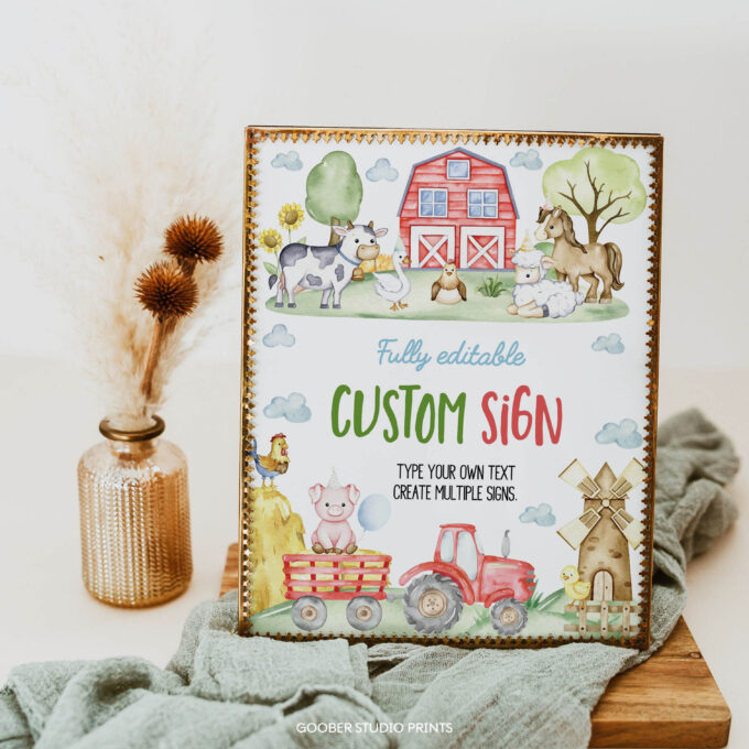 Farm Birthday Party Custom Table Sign - Image 2