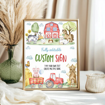 Farm Birthday Party Custom Table Sign