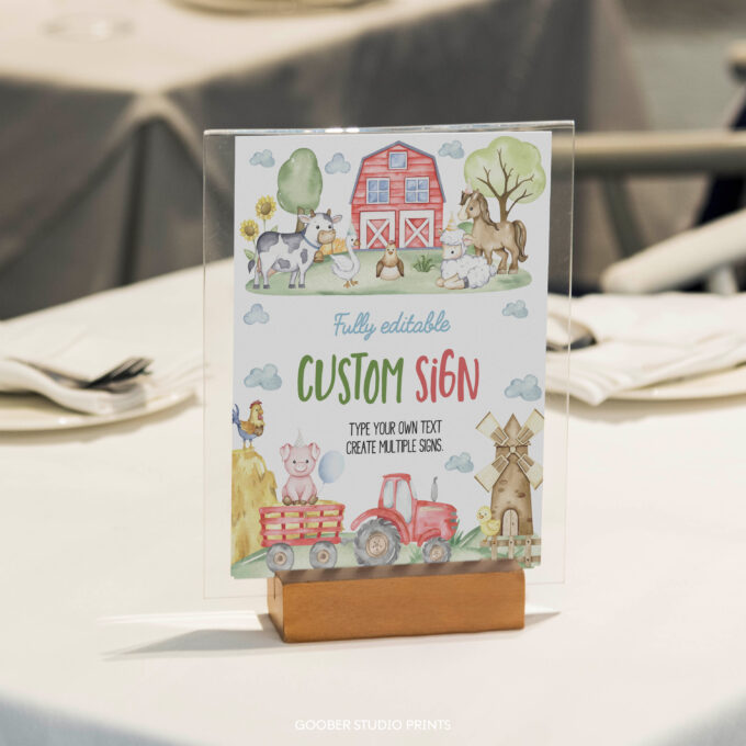 Farm Birthday Party Custom Table Sign - Image 4
