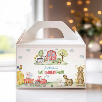 Farm Birthday Party Gable Box Label