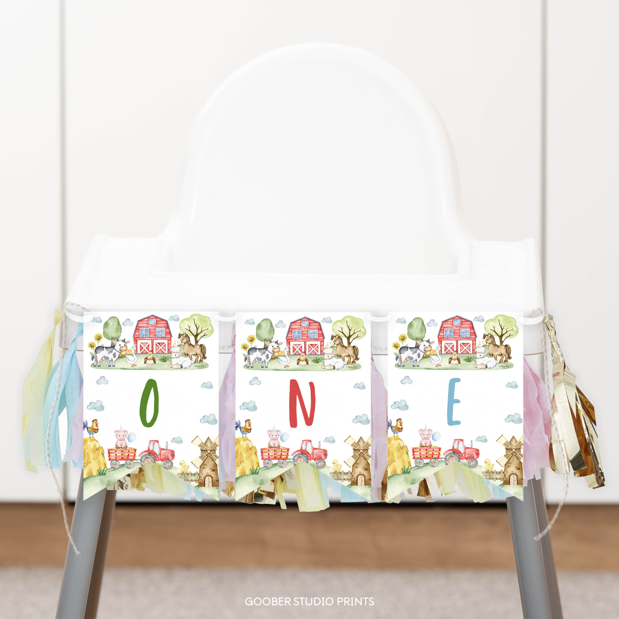 Farm Birthday Party Highchair Banner 2 Farm Birthday Party Highchair Banner - Image 2