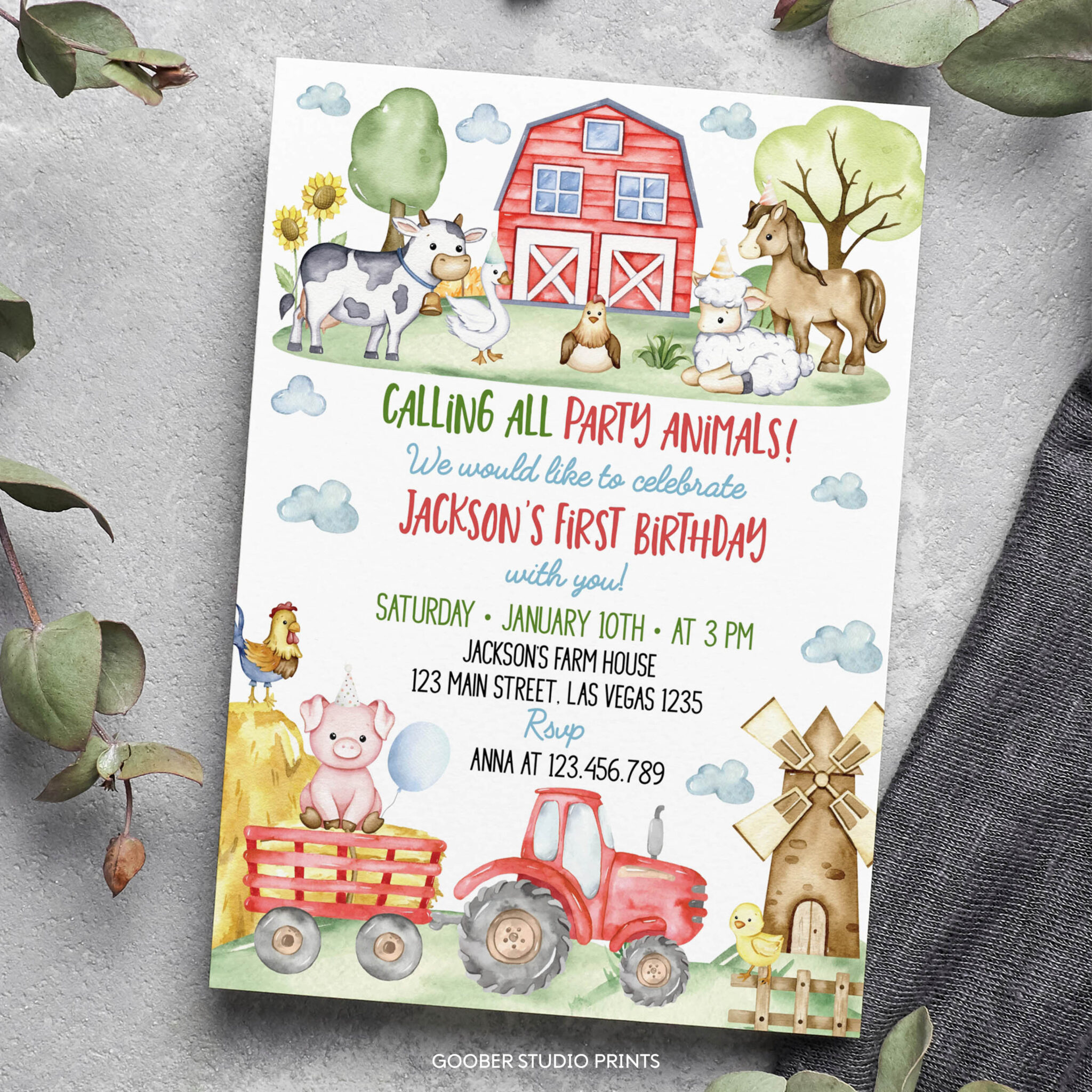 Farm Birthday Party Invitation 7 Farm Birthday Party Invitation - Image 7