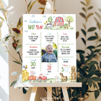 Farm Birthday Party Milestone Photo Poster