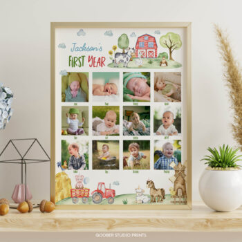 Farm Birthday Party Milestone Photo Collage