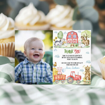 Farm Birthday Party Thank You Card