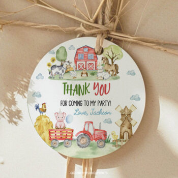 Farm Birthday Party Thank You Favor Tag