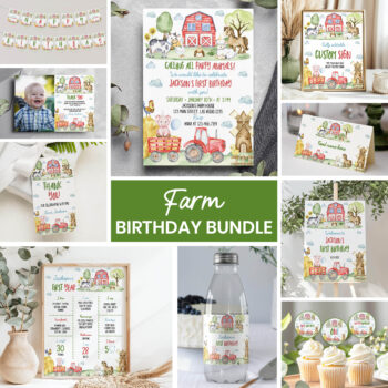 Farm Birthday Party Invitation Bundle