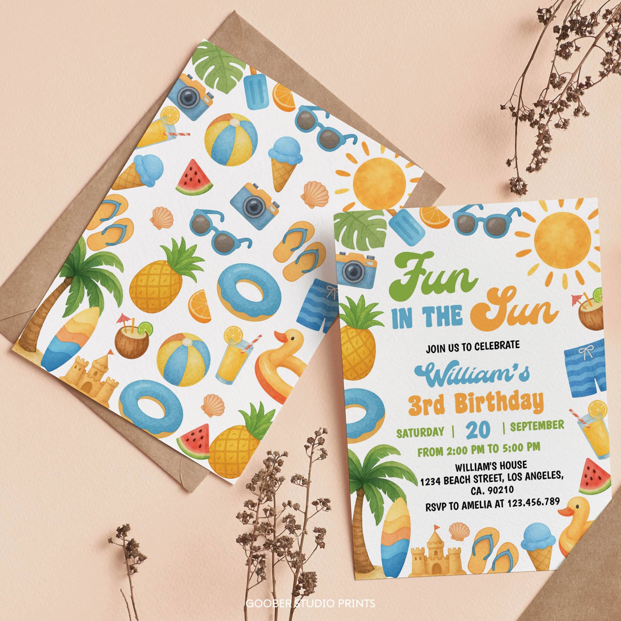Summer Birthday Party Invitation - Goober Studio Prints, image size:2048x2048