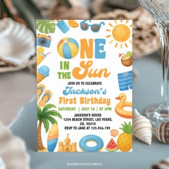 One In The Sun Birthday Invitation