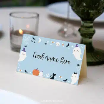Spooky One Birthday Party Food Tent Cards