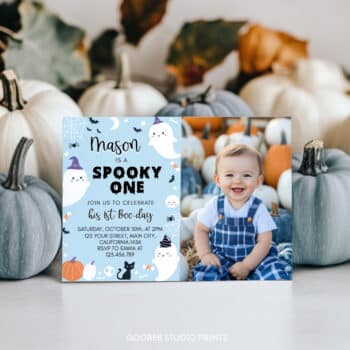 Spooky One 1st Birthday Party Photo Invitation