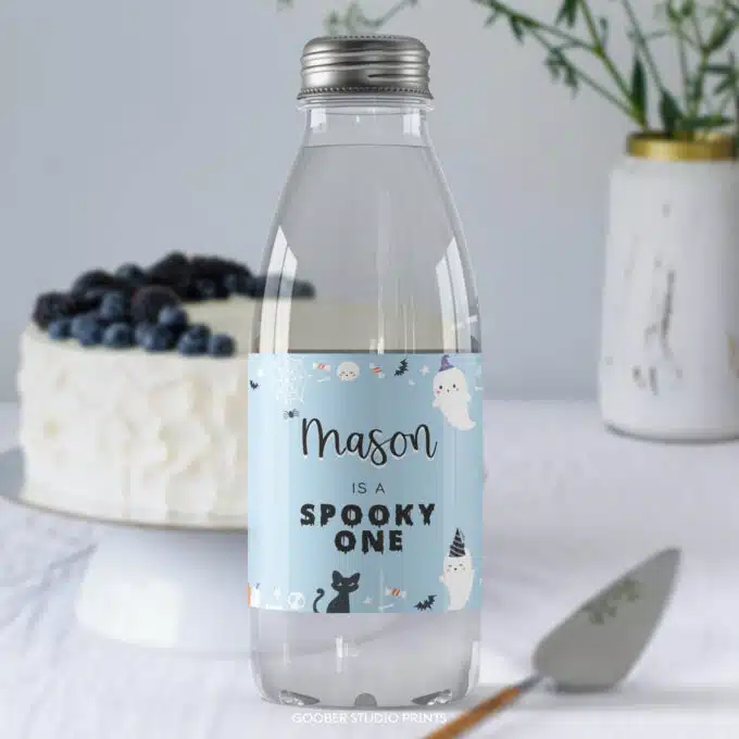 Spooky One Birthday Party Water Bottle Label