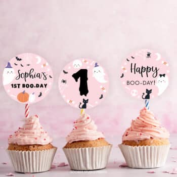 Spooky One Birthday Party Cupcake Toppers