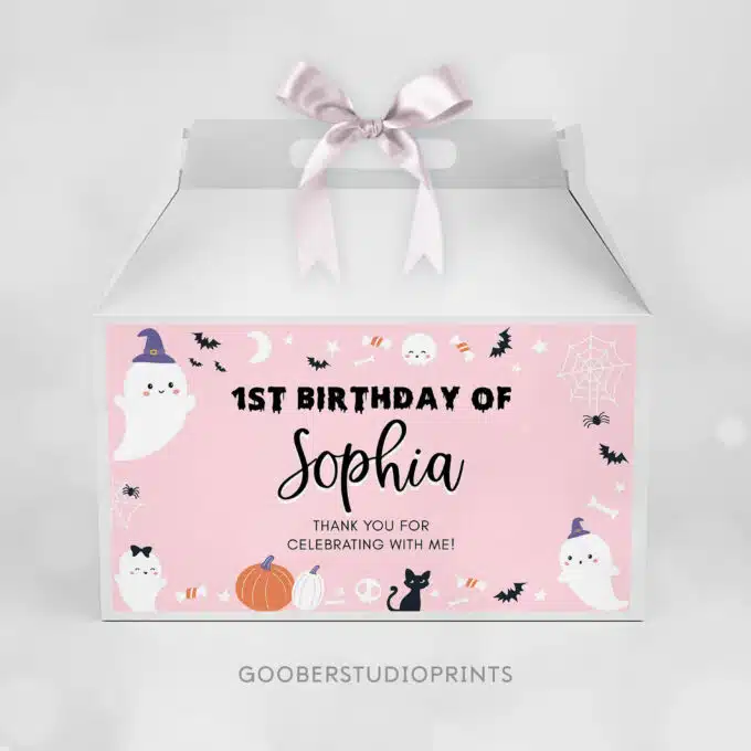 Spooky One Birthday Party Gable Box Label - Image 2