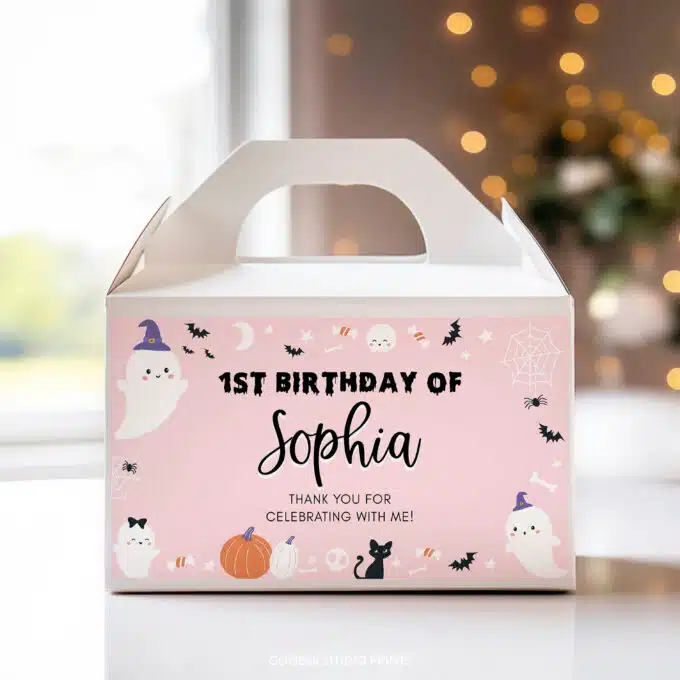 Spooky One Birthday Party Gable Box Label