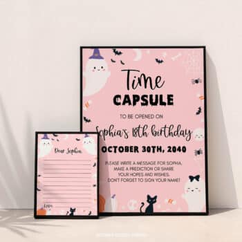 Spooky One Birthday Party Time Capsule Sign & Card