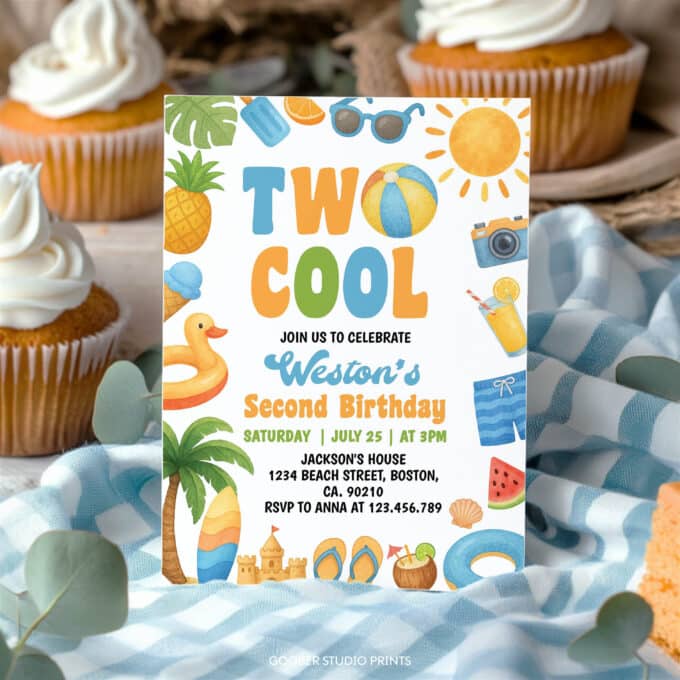 Two Cool Summer Birthday Invitation - Image 3
