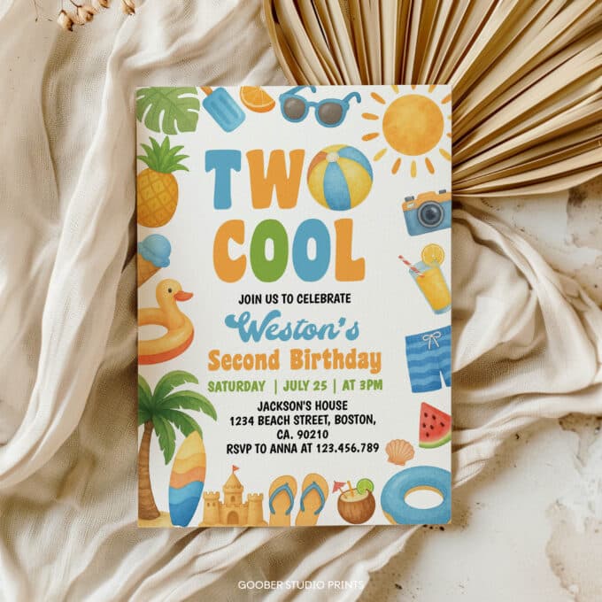 Two Cool Summer Birthday Invitation - Image 4