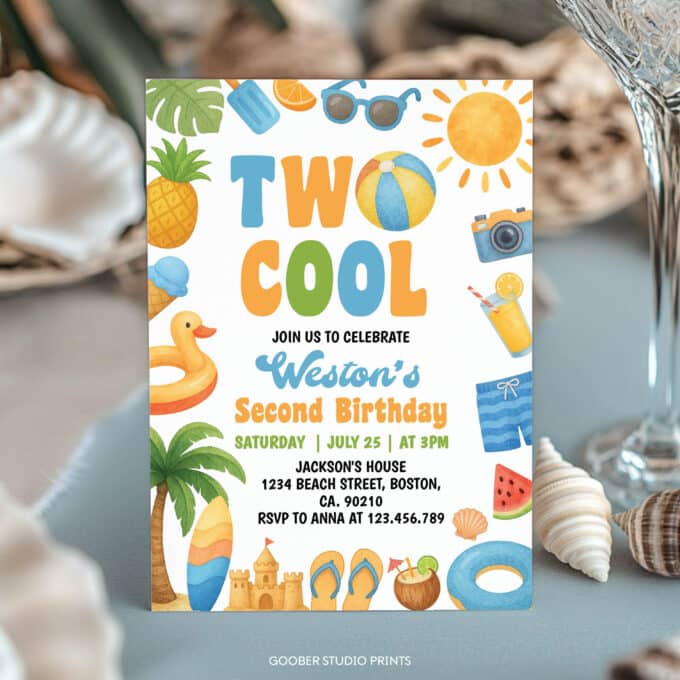 Two Cool Summer Birthday Invitation - Image 2