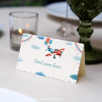 Airplane Birthday Food Tent Cards