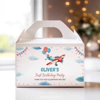 Airplane Birthday Gable Box Label