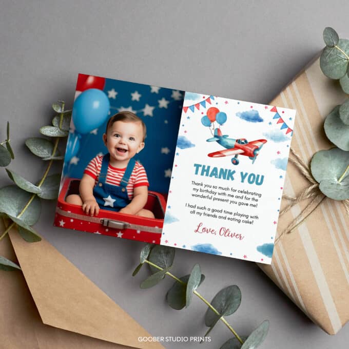 Airplane Birthday Thank You Card - Image 4