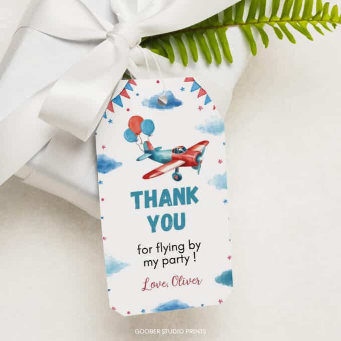 Airplane Birthday Thank You Tag - Image 3