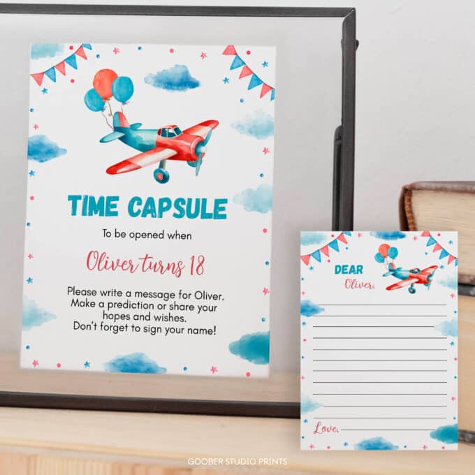Airplane Birthday Time Capsule Sign & Card - Image 3