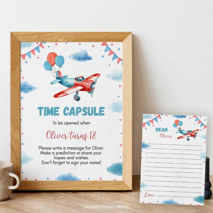 Airplane Birthday Time Capsule Sign & Card - Image 2