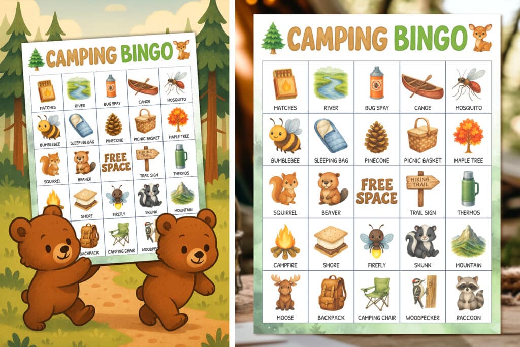 camping bingo printable for kids