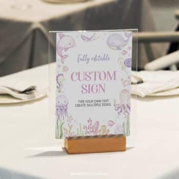 Pastel Under The Sea Birthday Custom Sign