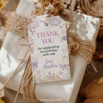 Pastel Under The Sea Birthday Thank You Tag