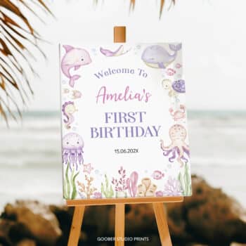 Pastel Under The Sea Birthday Welcome Sign