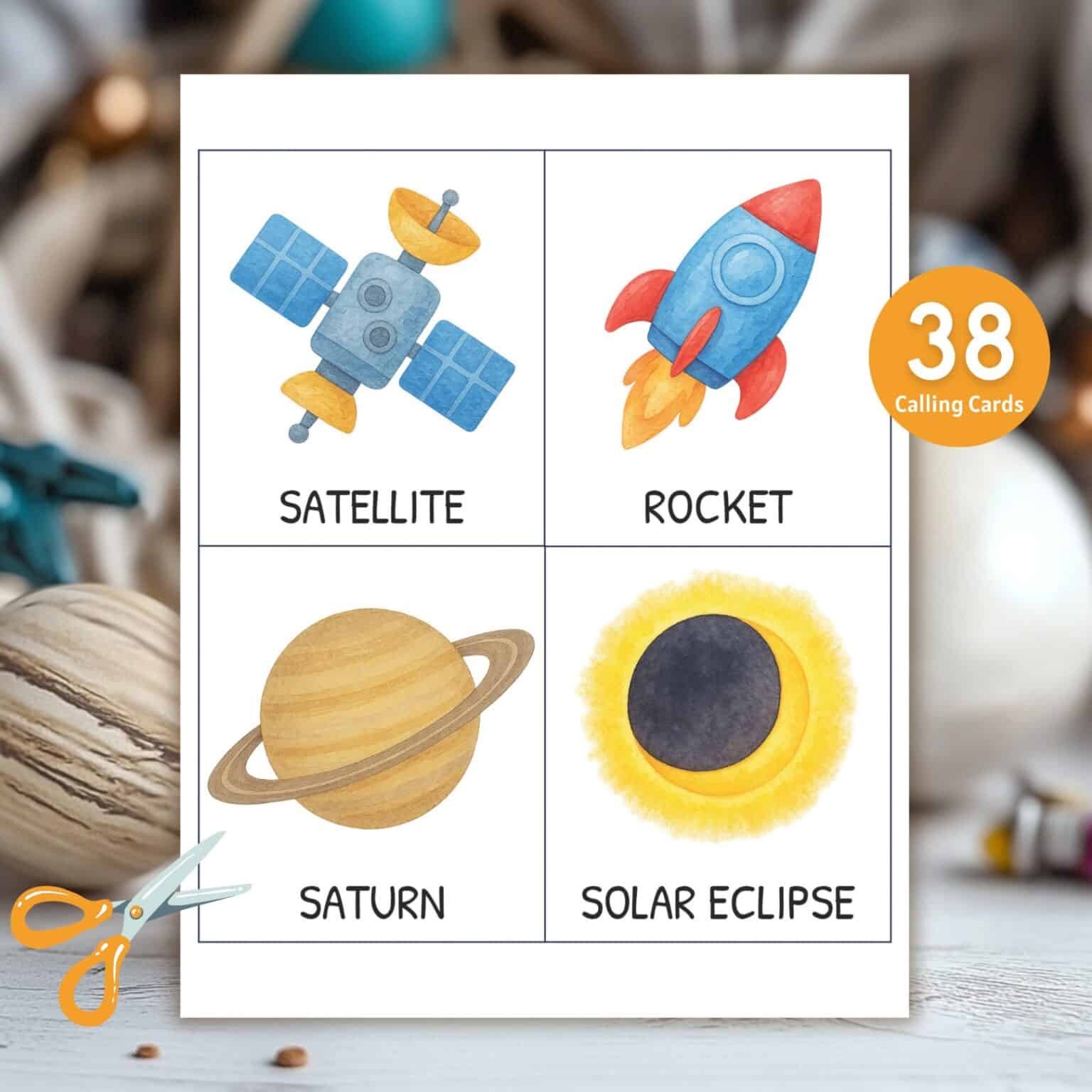 Outer Space Bingo Printable Party Game - Goober Studio Prints