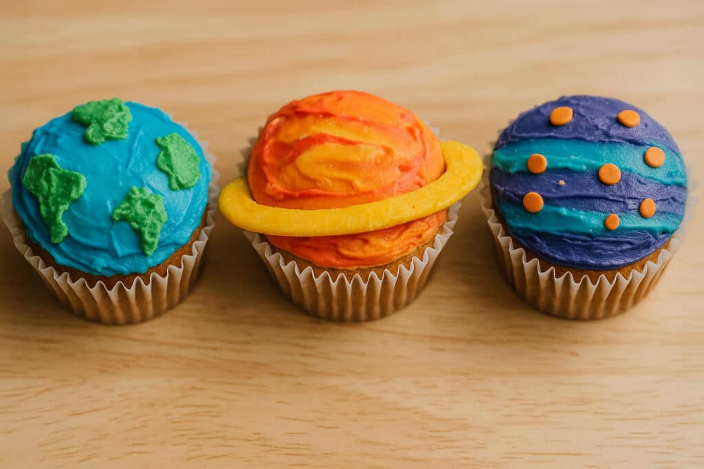 outer space party cupcake decorating activity