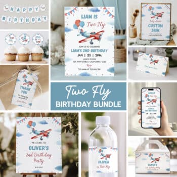 Two Fly Airplane Birthday Invitation Bundle